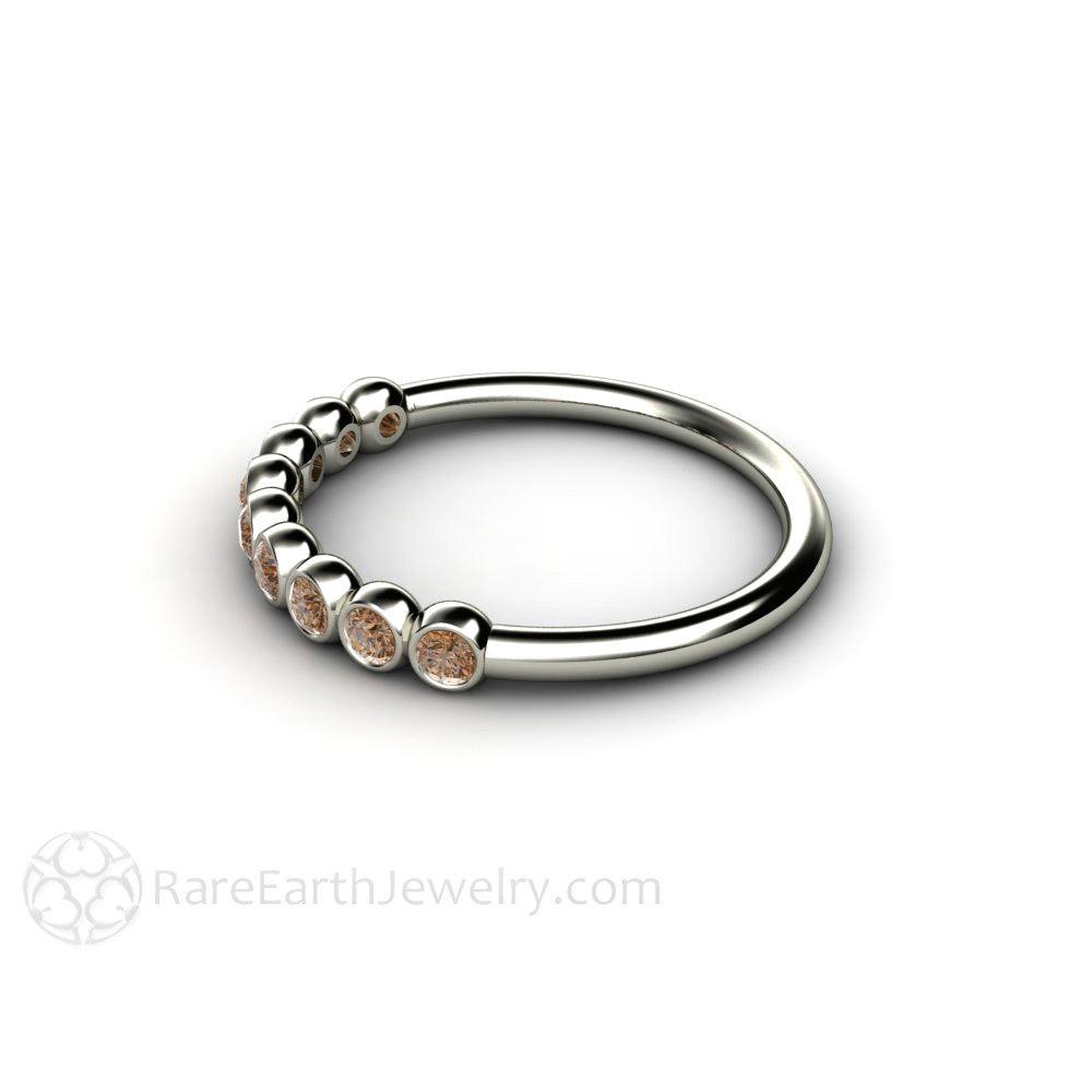 Chocolate Brown Diamond Wedding Ring | Cognac Diamond Bezel Set Bubble Band, Rare Earth Jewelry