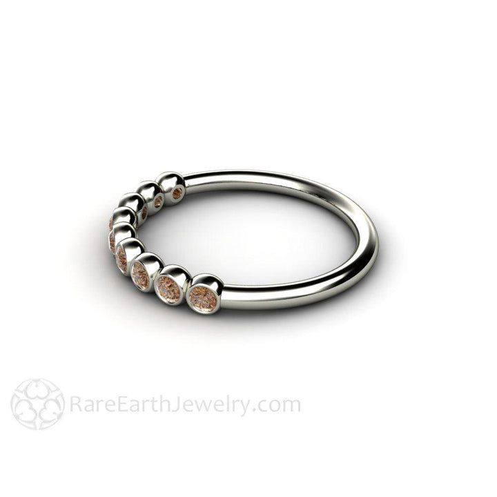 Chocolate Brown Diamond Wedding Ring | Cognac Diamond Bezel Set Bubble Band, Rare Earth Jewelry