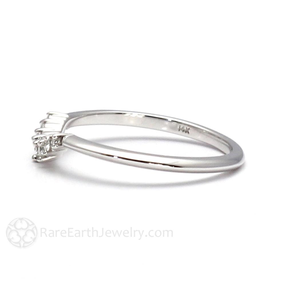 Curved Diamond Wedding Band | Contoured Ring for Solitaire Engagement Rings, Rare Earth Jewelry