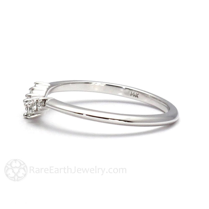 Curved Diamond Wedding Band | Contoured Ring for Solitaire Engagement Rings, Rare Earth Jewelry