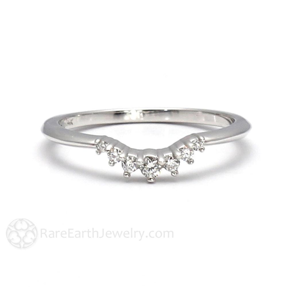 Curved Diamond Wedding Band | Contoured Ring for Solitaire Engagement Rings, Rare Earth Jewelry