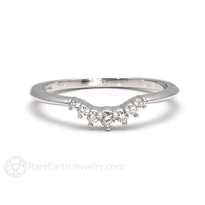 Curved Diamond Wedding Band | Contoured Ring for Solitaire Engagement Rings, Rare Earth Jewelry