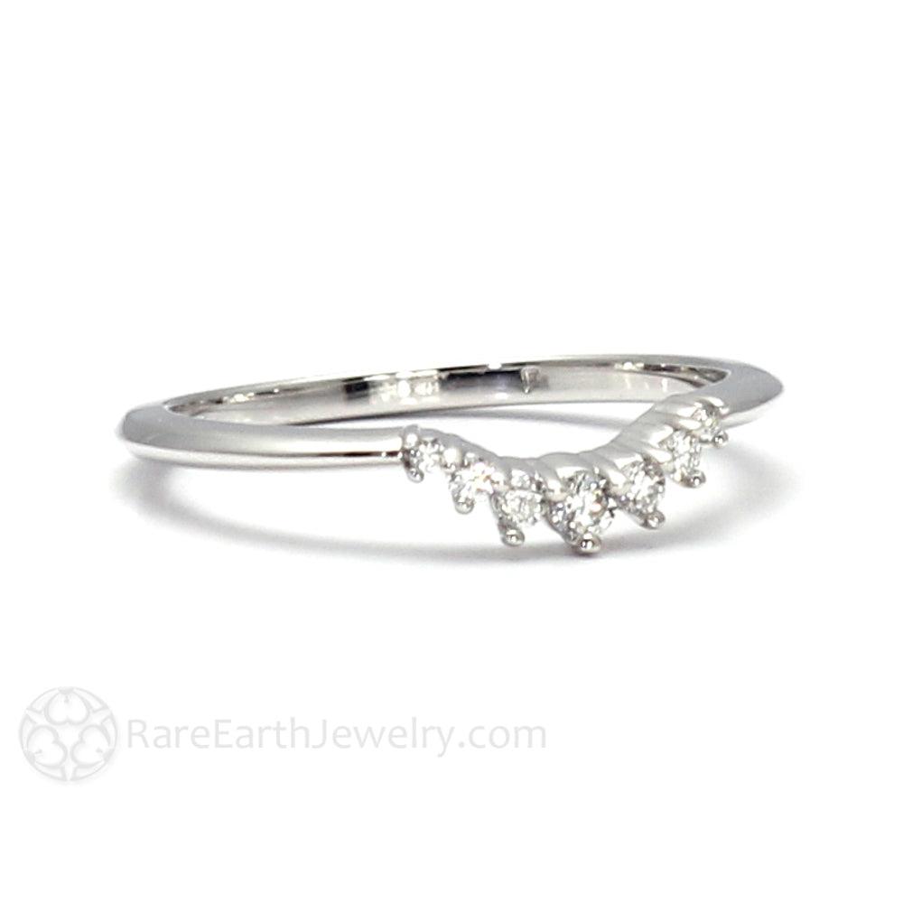 Curved Diamond Wedding Band | Contoured Ring for Solitaire Engagement Rings, Rare Earth Jewelry