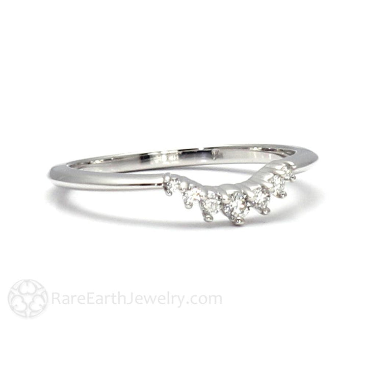 Curved Diamond Wedding Band | Contoured Ring for Solitaire Engagement Rings, Rare Earth Jewelry