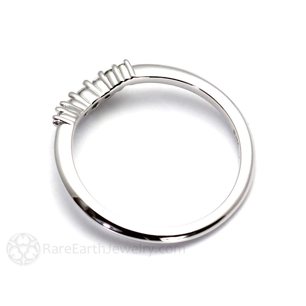 Curved Diamond Wedding Band | Contoured Ring for Solitaire Engagement Rings, Rare Earth Jewelry