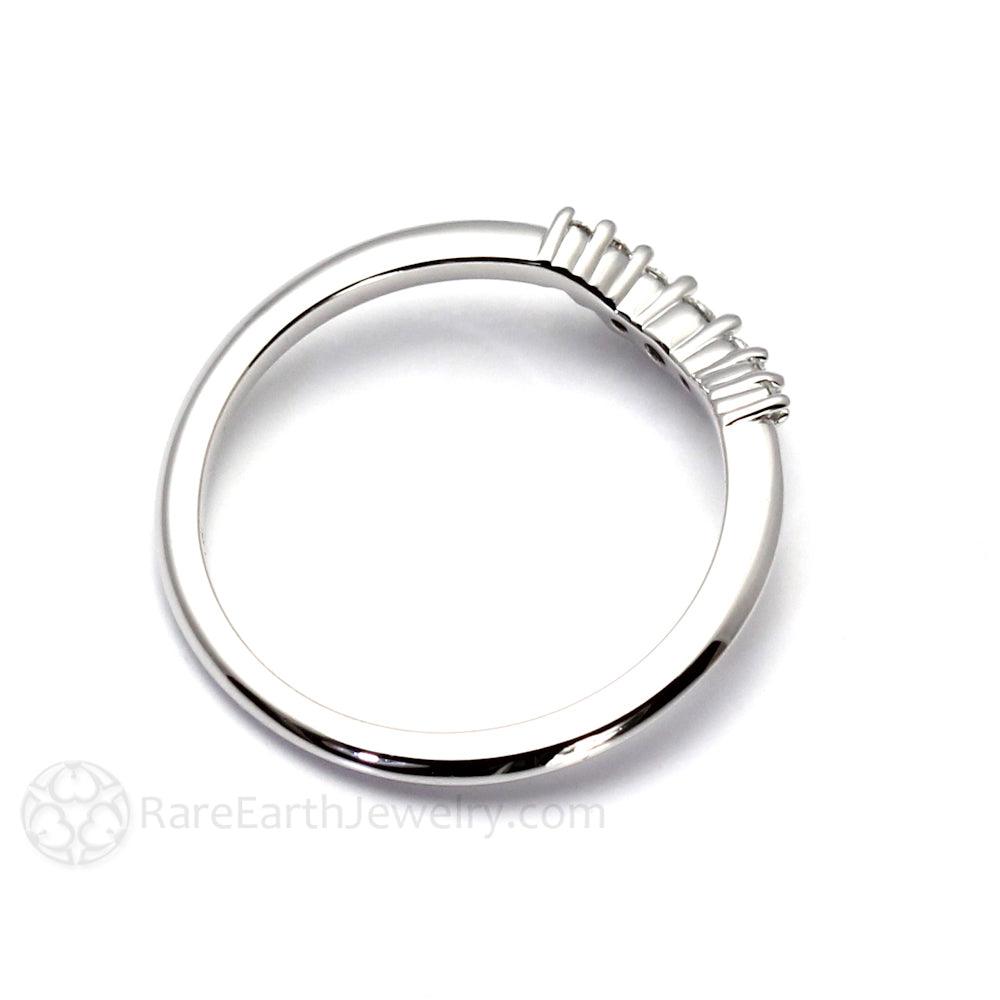 Curved Diamond Wedding Band | Contoured Ring for Solitaire Engagement Rings, Rare Earth Jewelry