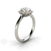Cushion Cut Diamond Engagement Ring with Argyle Pink Diamond Halo Cluster Style 18K White Gold - Rare Earth Jewelry