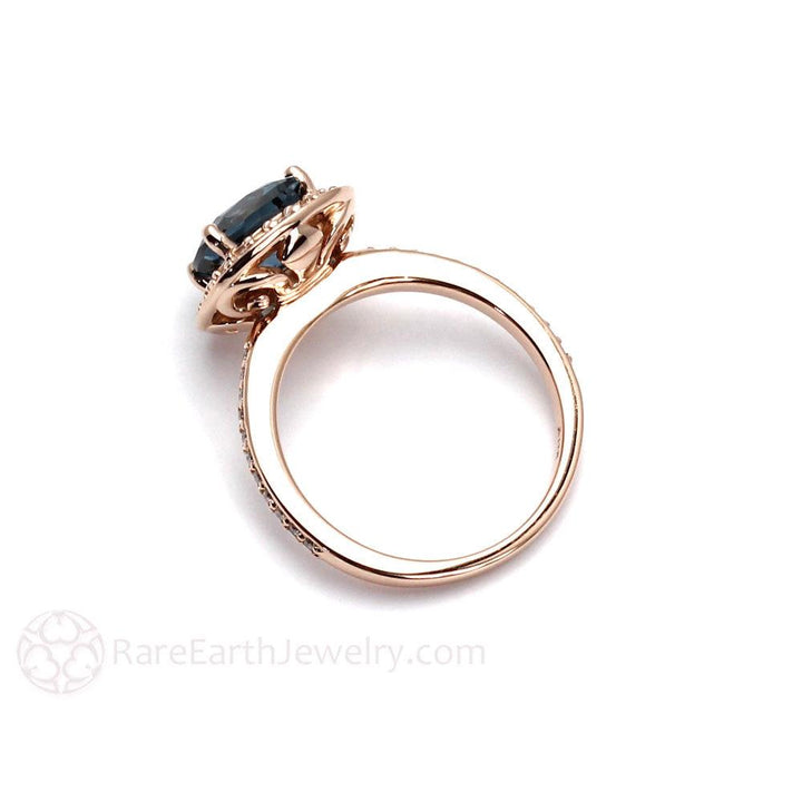 London Blue Topaz Cushion Cut Engagement Ring | Diamond Halo | December Birthstone, Rare Earth Jewelry