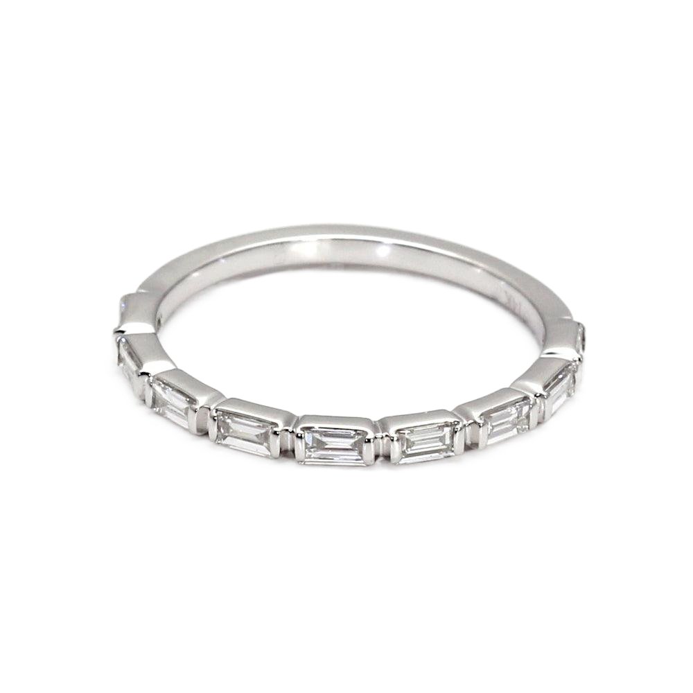 East West Diamond Baguette Band or Wedding Ring Stackable, Rare Earth Jewelry