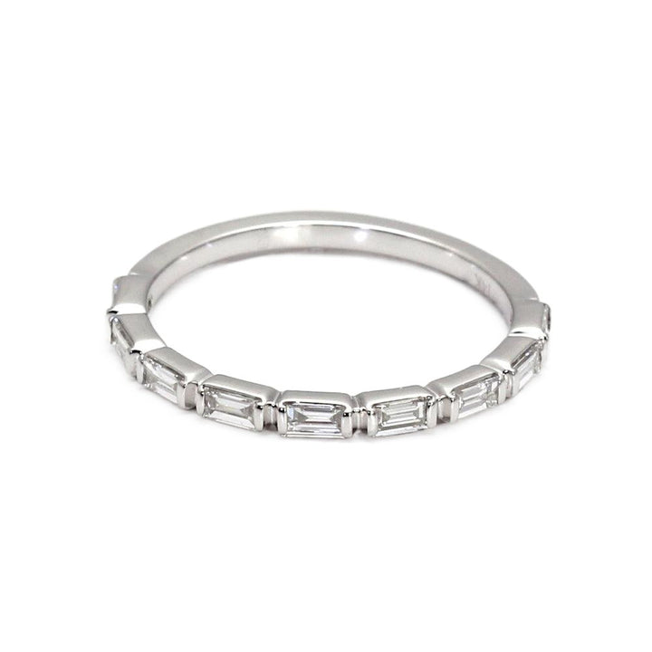 East West Diamond Baguette Band or Wedding Ring Stackable, Rare Earth Jewelry