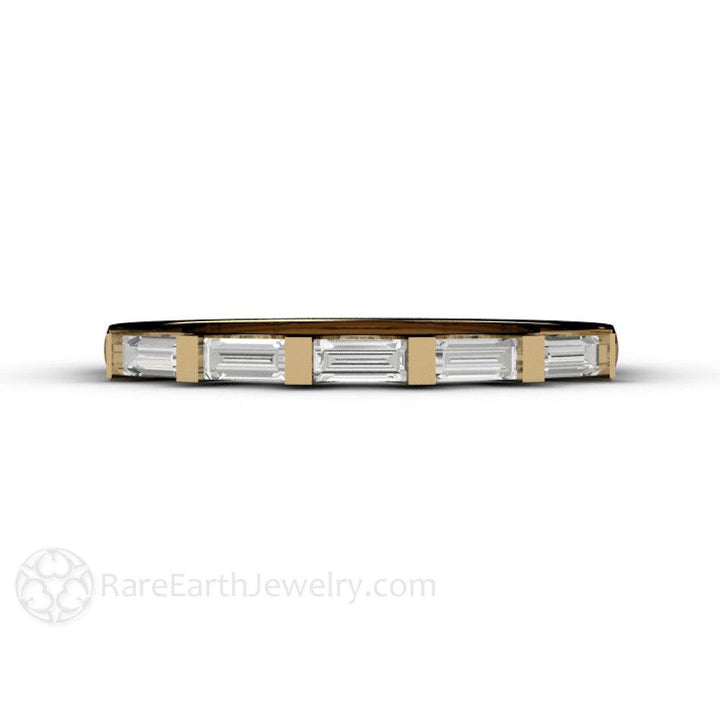 Diamond Baguette Wedding Ring | Modern Bar Set Diamond Band, Rare Earth Jewelry
