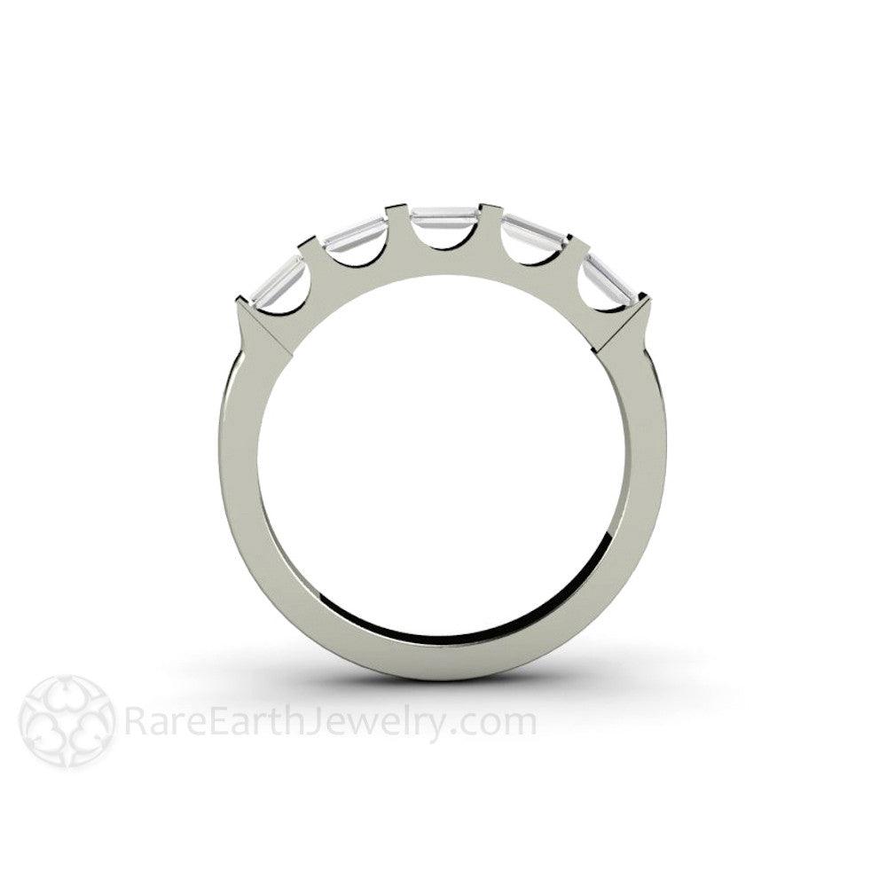 Diamond Baguette Wedding Ring | Modern Bar Set Diamond Band, Rare Earth Jewelry
