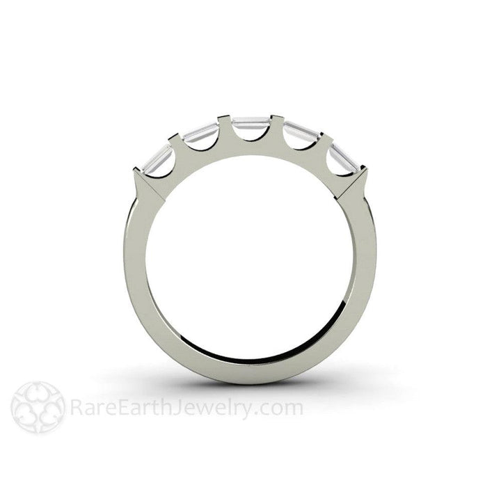 Diamond Baguette Wedding Ring | Modern Bar Set Diamond Band, Rare Earth Jewelry