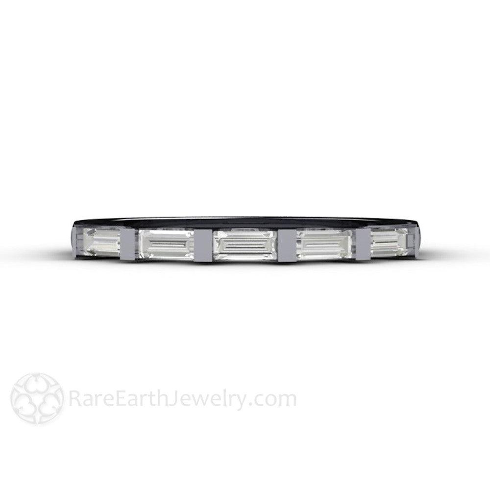Diamond Baguette Wedding Ring | Modern Bar Set Diamond Band, Rare Earth Jewelry