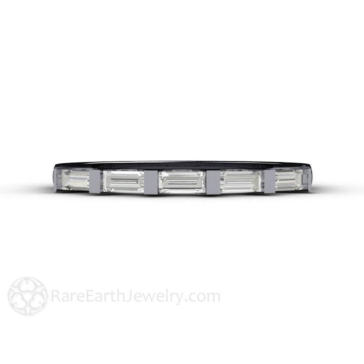 Diamond Baguette Wedding Ring | Modern Bar Set Diamond Band, Rare Earth Jewelry