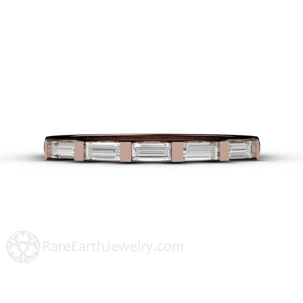 Diamond Baguette Wedding Ring | Modern Bar Set Diamond Band, Rare Earth Jewelry