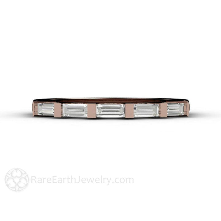 Diamond Baguette Wedding Ring | Modern Bar Set Diamond Band, Rare Earth Jewelry