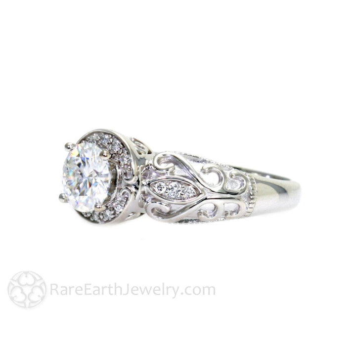 Diamond Engagement Ring 1ct Art Deco Halo, Rare Earth Jewelry