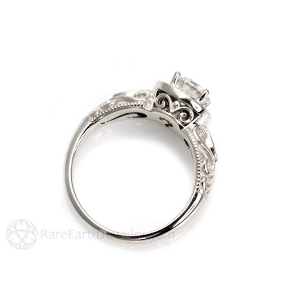 Diamond Engagement Ring 1ct Art Deco Halo, Rare Earth Jewelry