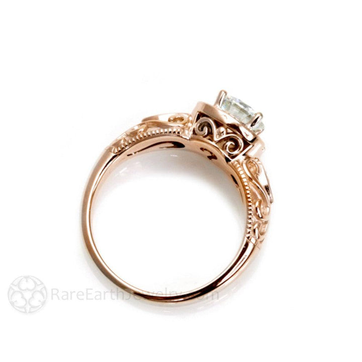 Diamond Engagement Ring 1ct Art Deco Halo, Rare Earth Jewelry