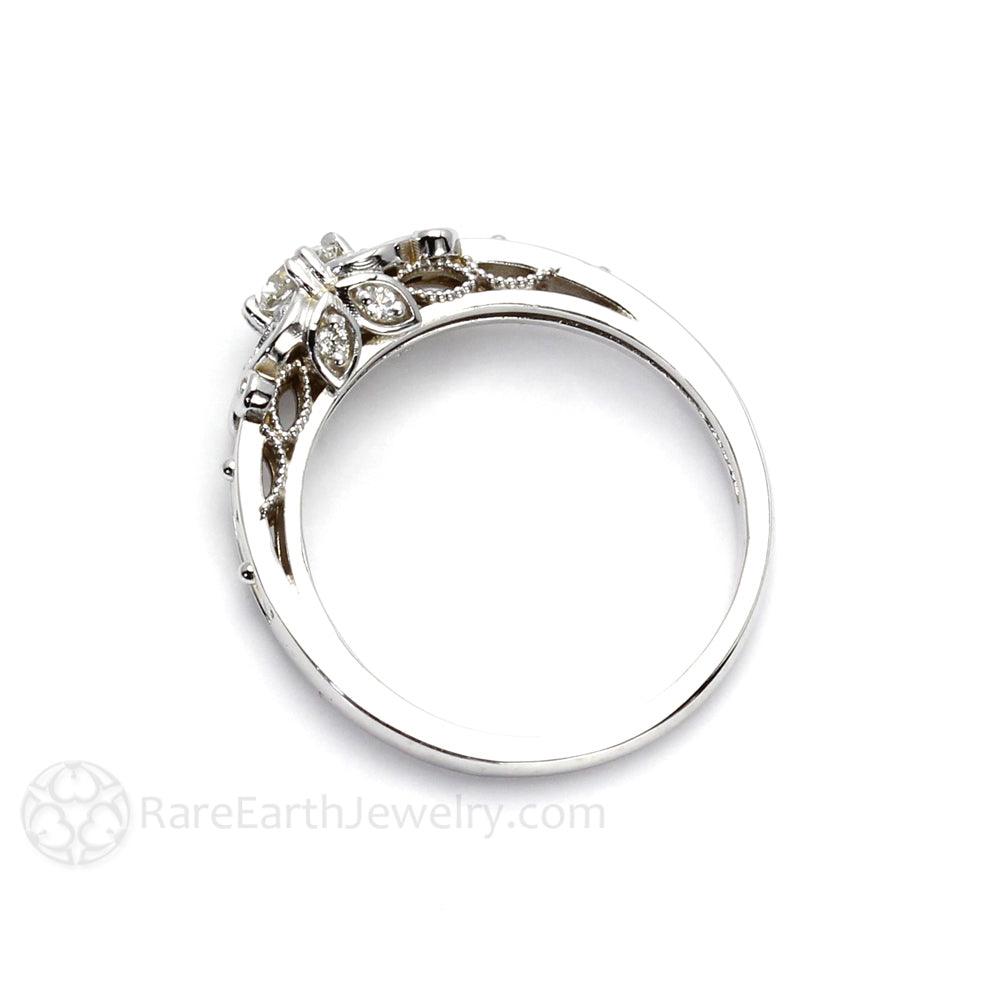 Vintage Inspired Diamond Engagement Ring Art Deco Style Solitaire, Rare Earth Jewelry