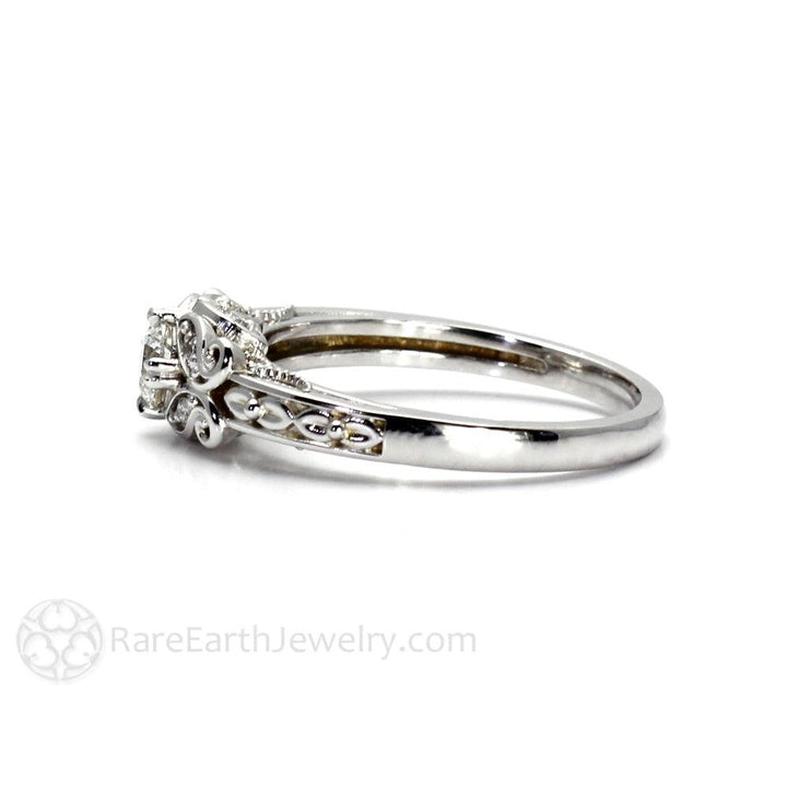 Vintage Inspired Diamond Engagement Ring Art Deco Style Solitaire, Rare Earth Jewelry