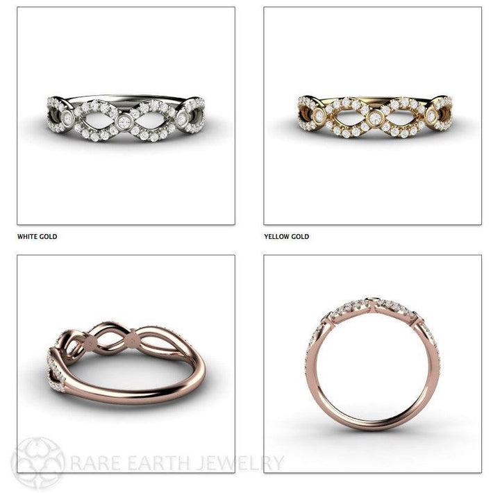 Diamond Infinity Band | Natural Diamond Wedding Ring Infinity Style, Rare Earth Jewelry