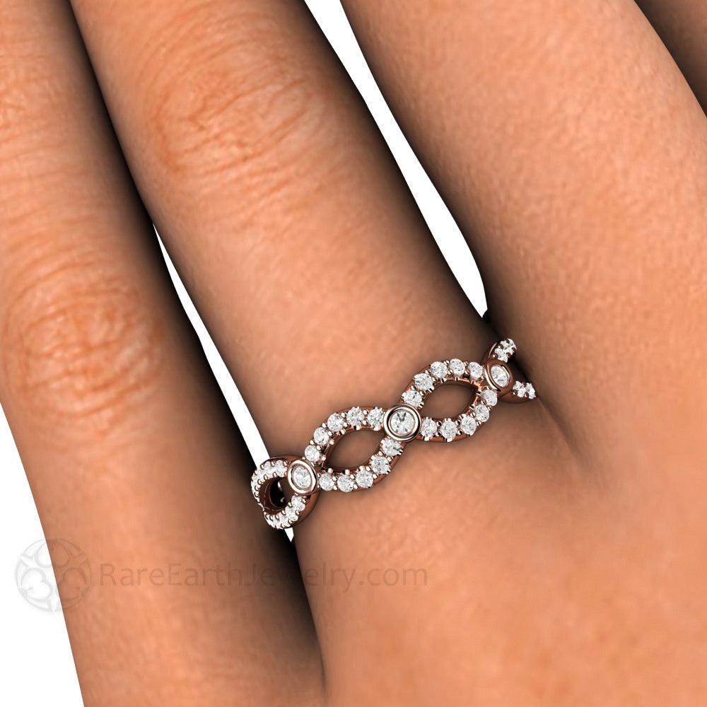 Diamond Infinity Band | Natural Diamond Wedding Ring Infinity Style, Rare Earth Jewelry