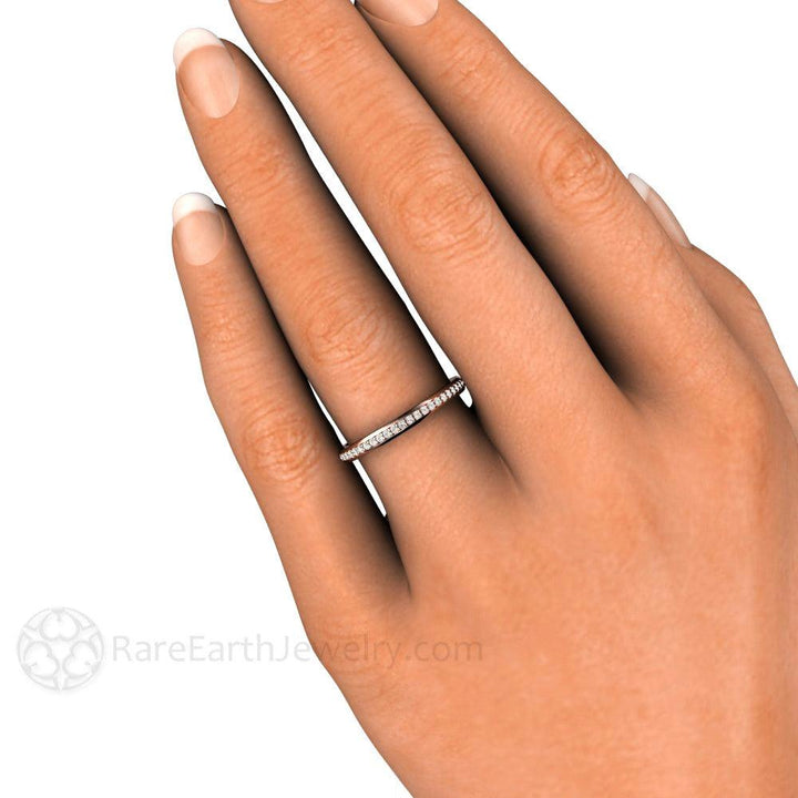 Classic Diamond Wedding Band | 2mm Stacking or Anniversary Ring in Gold or Platinum, Rare Earth Jewelry