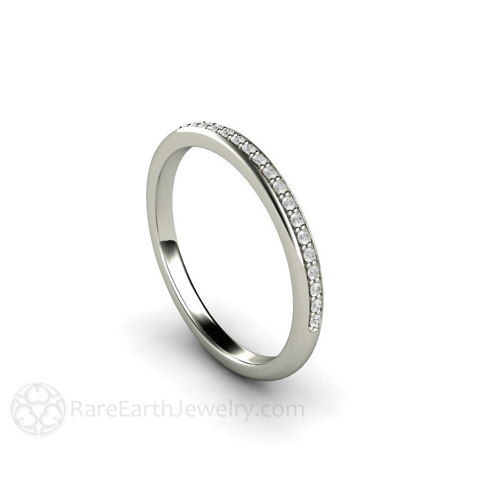 Classic Diamond Wedding Band | 2mm Stacking or Anniversary Ring in Gold or Platinum, Rare Earth Jewelry