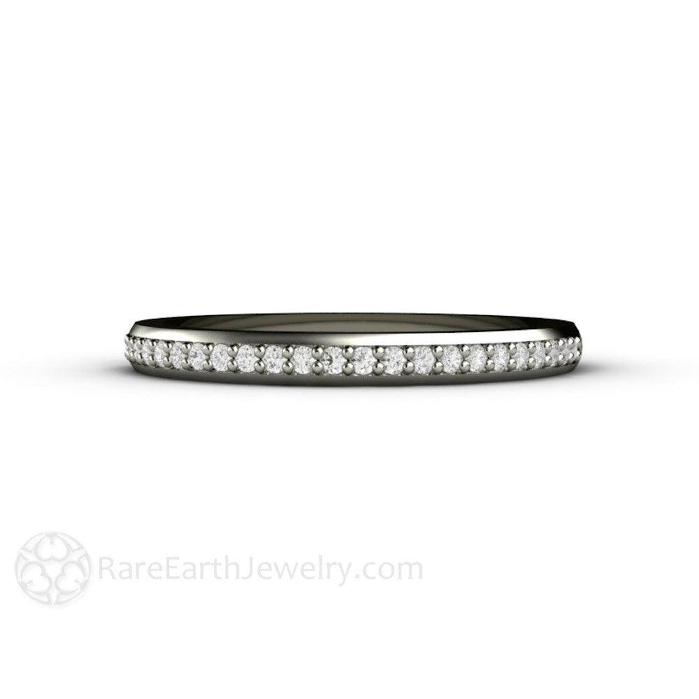 Classic Diamond Wedding Band | 2mm Stacking or Anniversary Ring in Gold or Platinum, Rare Earth Jewelry