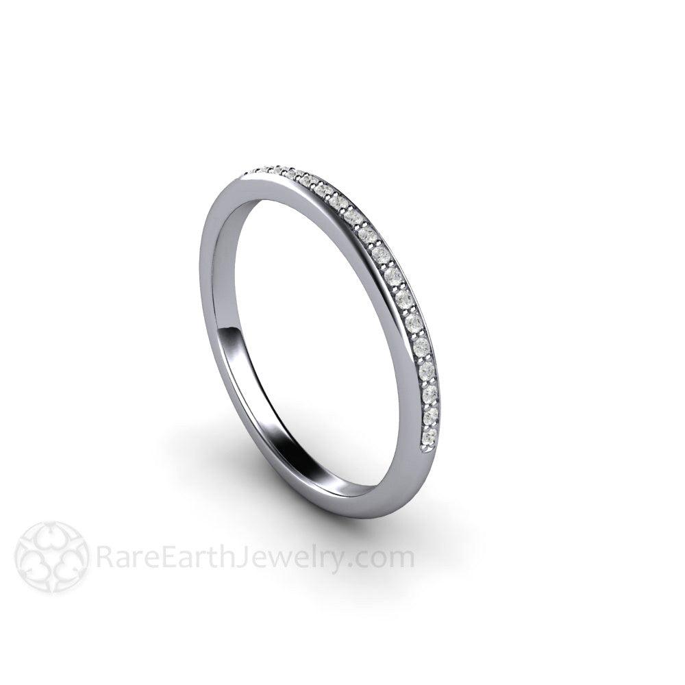 Classic Diamond Wedding Band | 2mm Stacking or Anniversary Ring in Gold or Platinum, Rare Earth Jewelry