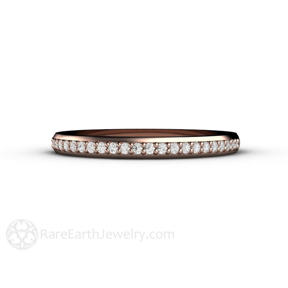 Classic Diamond Wedding Band | 2mm Stacking or Anniversary Ring in Gold or Platinum, Rare Earth Jewelry