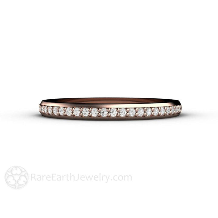 Classic Diamond Wedding Band | 2mm Stacking or Anniversary Ring in Gold or Platinum, Rare Earth Jewelry