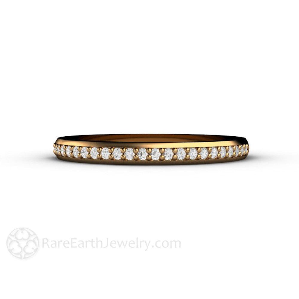 Classic Diamond Wedding Band | 2mm Stacking or Anniversary Ring in Gold or Platinum, Rare Earth Jewelry