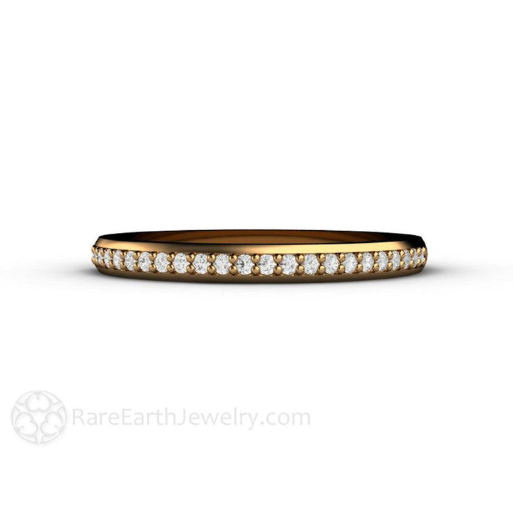 Classic Diamond Wedding Band | 2mm Stacking or Anniversary Ring in Gold or Platinum, Rare Earth Jewelry
