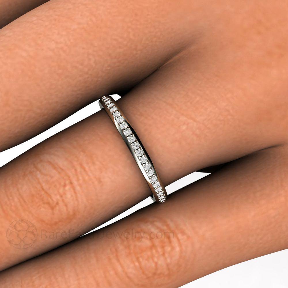 Classic Diamond Wedding Band | 2mm Stacking or Anniversary Ring in Gold or Platinum, Rare Earth Jewelry