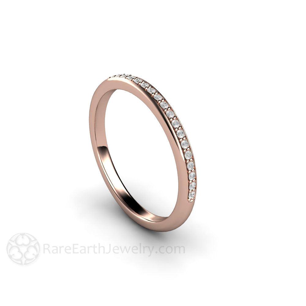 Classic Diamond Wedding Band | 2mm Stacking or Anniversary Ring in Gold or Platinum, Rare Earth Jewelry