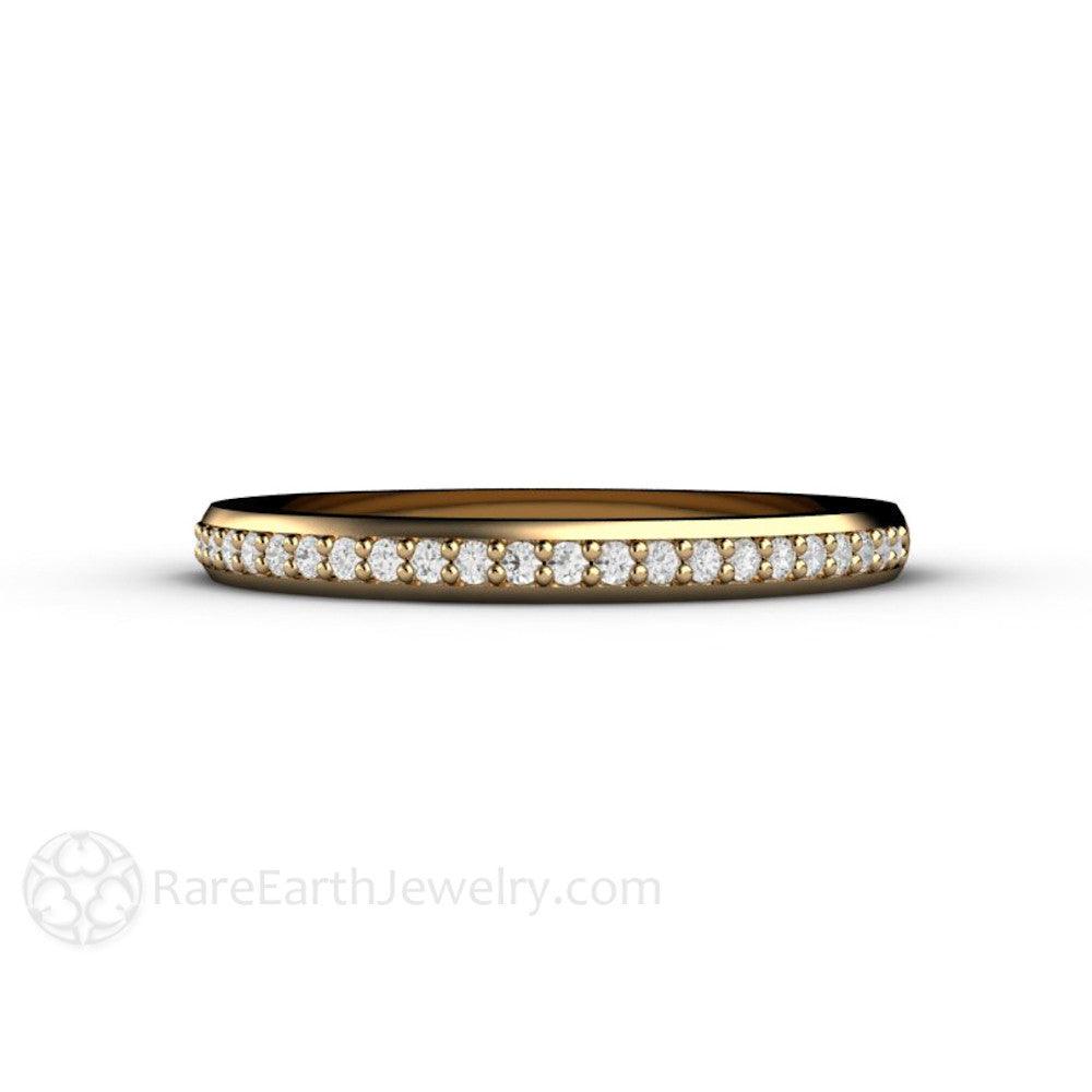 Classic Diamond Wedding Band | 2mm Stacking or Anniversary Ring in Gold or Platinum, Rare Earth Jewelry