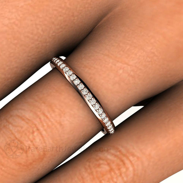 Classic Diamond Wedding Band | 2mm Stacking or Anniversary Ring in Gold or Platinum, Rare Earth Jewelry