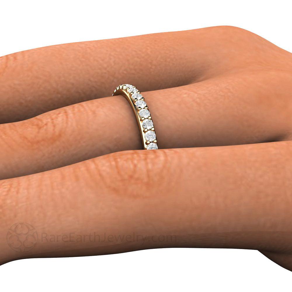 2.5mm Diamond Wedding Band | Classic Pave Diamond Ring in Gold or Platinum, Rare Earth Jewelry