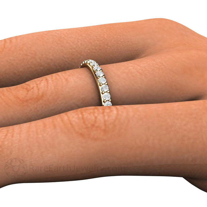 2.5mm Diamond Wedding Band | Classic Pave Diamond Ring in Gold or Platinum, Rare Earth Jewelry