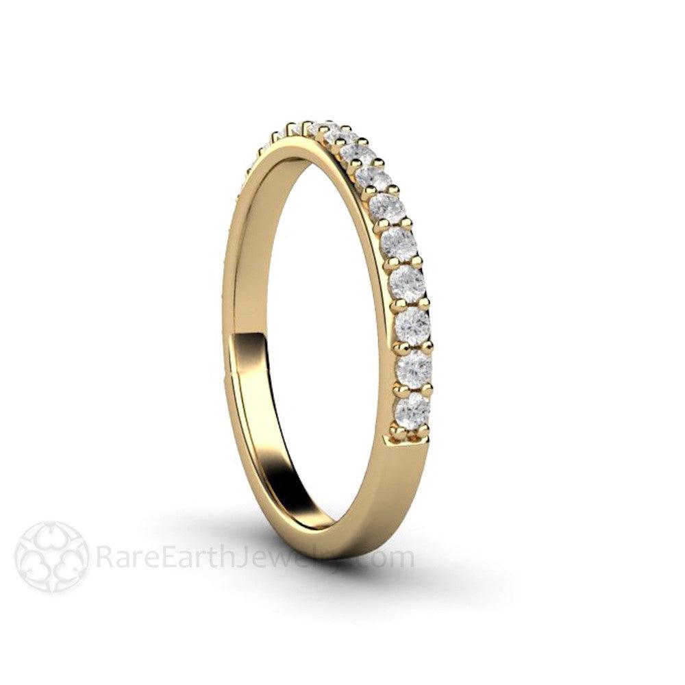 2.5mm Diamond Wedding Band | Classic Pave Diamond Ring in Gold or Platinum, Rare Earth Jewelry