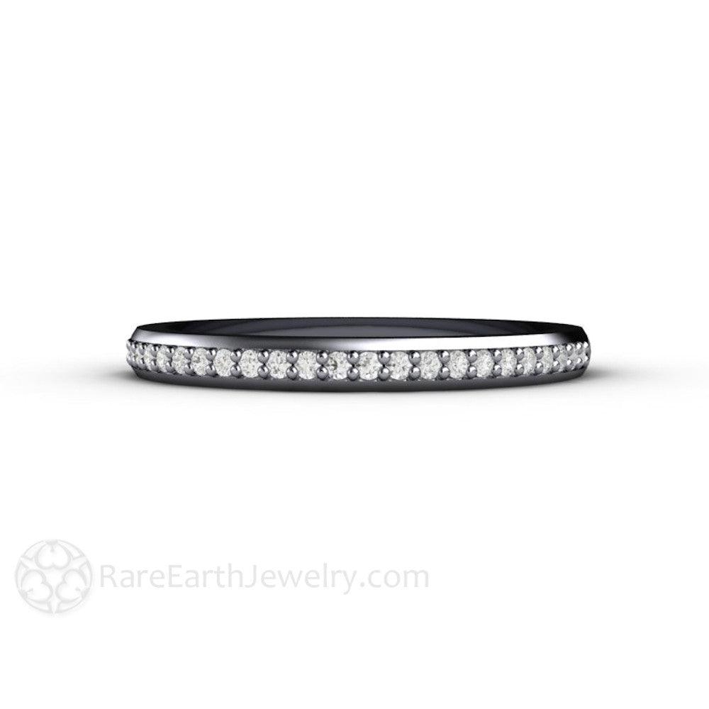 Classic Diamond Wedding Band | 2mm Stacking or Anniversary Ring in Gold or Platinum, Rare Earth Jewelry