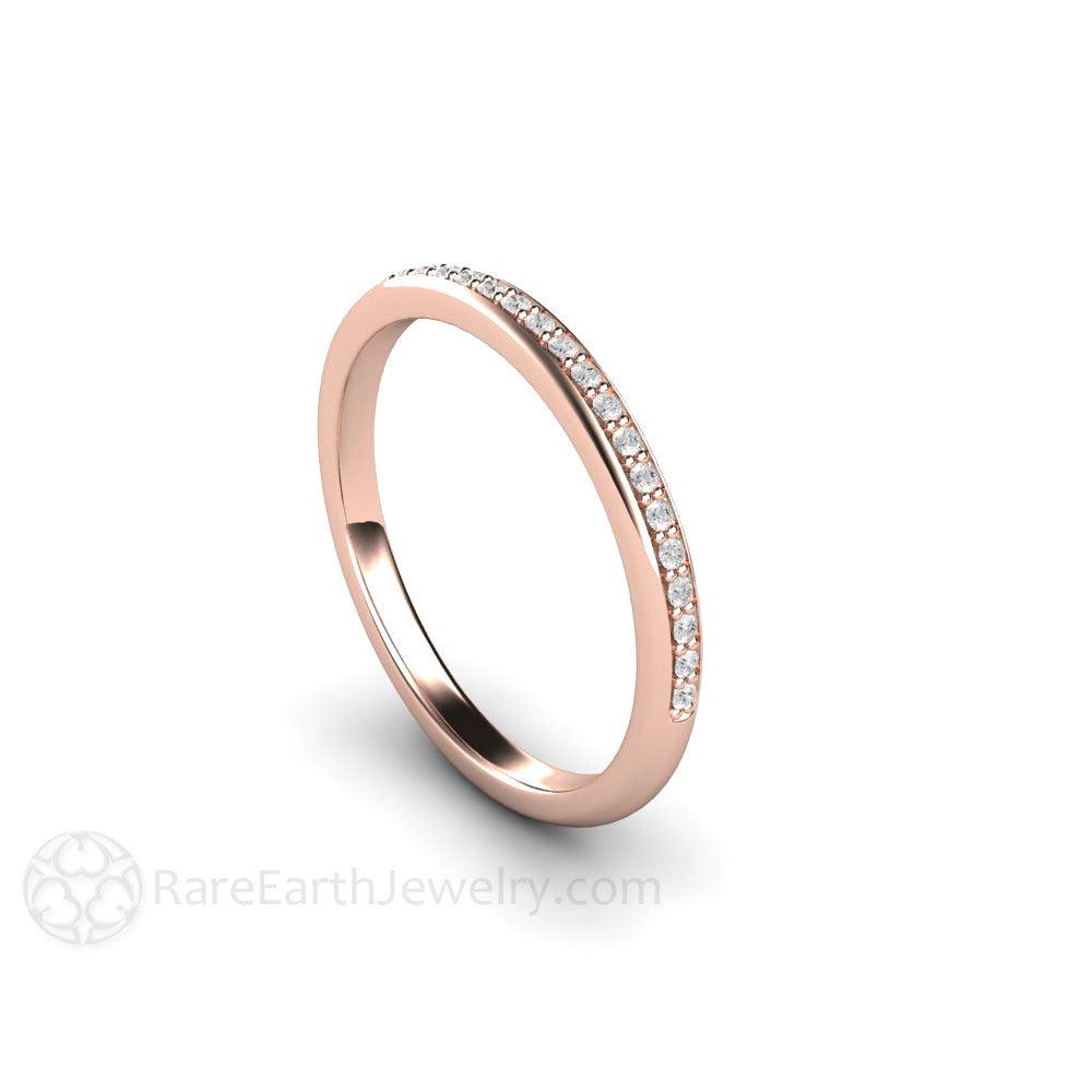 Classic Diamond Wedding Band | 2mm Stacking or Anniversary Ring in Gold or Platinum, Rare Earth Jewelry