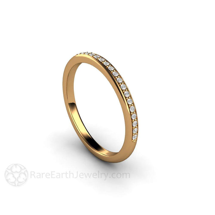Classic Diamond Wedding Band | 2mm Stacking or Anniversary Ring in Gold or Platinum, Rare Earth Jewelry