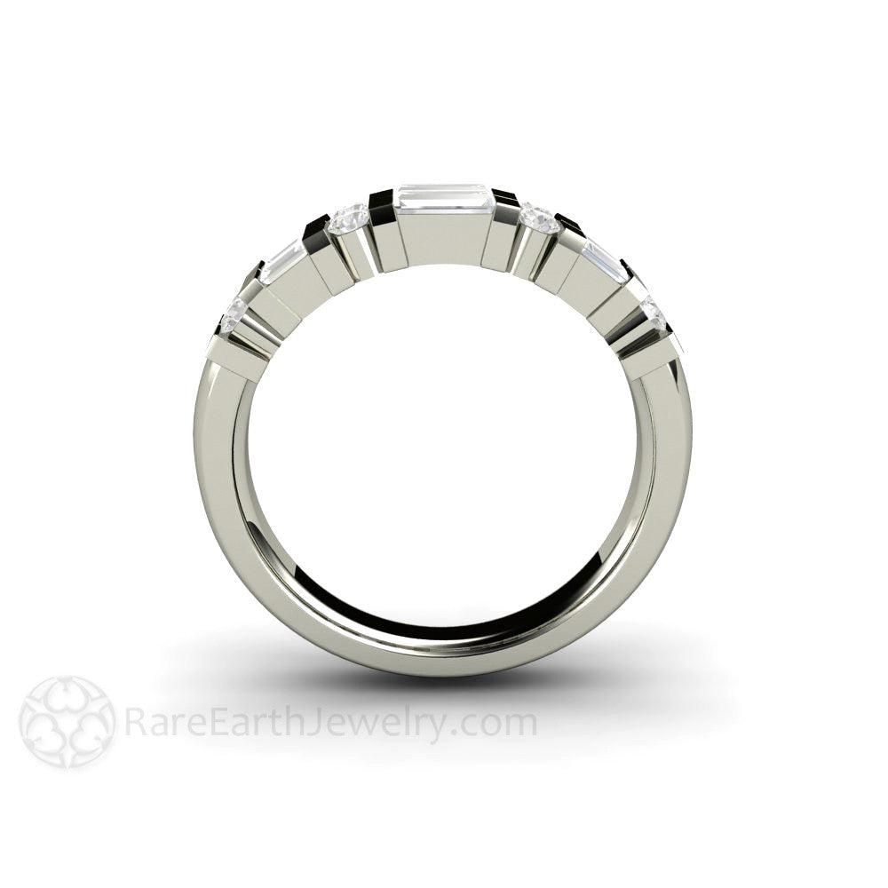 Diamond Baguette Wedding Band | Double Row Bar Set Anniversary Ring, Rare Earth Jewelry