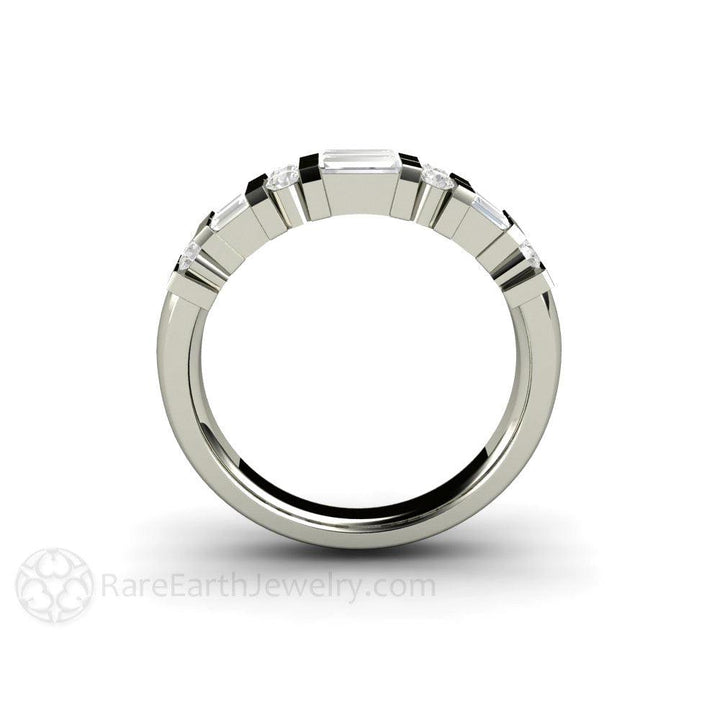 Diamond Baguette Wedding Band | Double Row Bar Set Anniversary Ring, Rare Earth Jewelry
