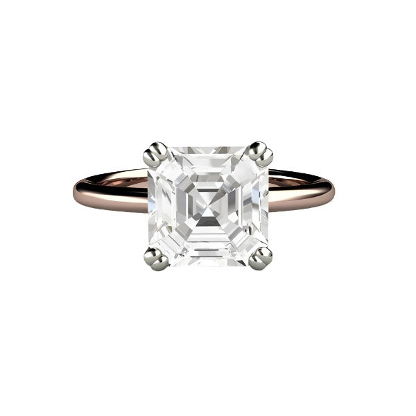 White Sapphire Asscher Cut Solitaire Engagement Ring, Rare Earth Jewelry
