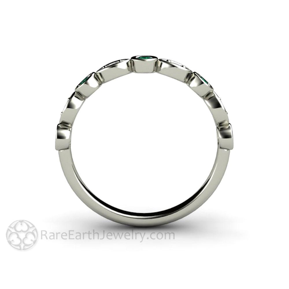 Emerald and Diamond Ring | May Birthstone Anniversary Band, Rare Earth Jewelry